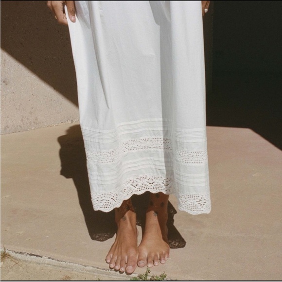 Doen Dress Womens XS Yselda Cotton Eyelet Maxi Salt White - Picture 5 of 11